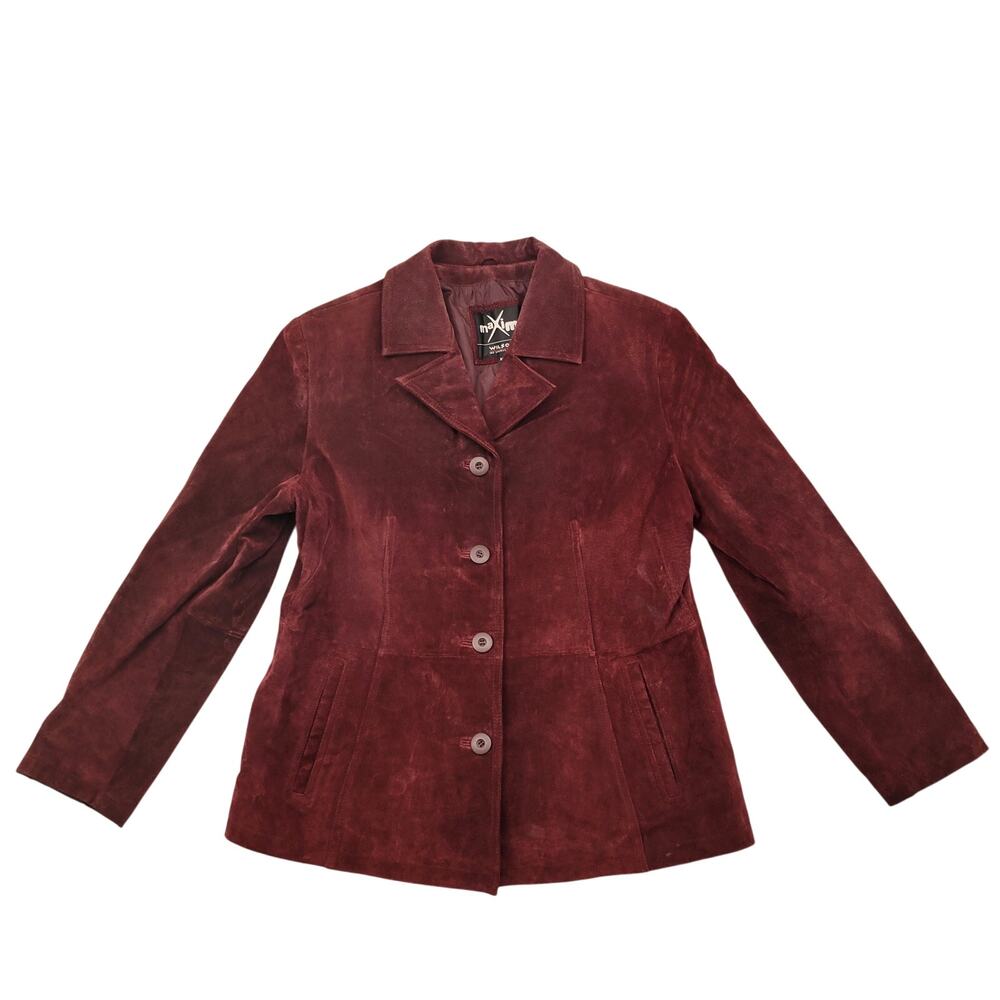 Wilsons Leather Maxima Jacket Women's XL Maroon Suede Lined Vintage 90s Y2K